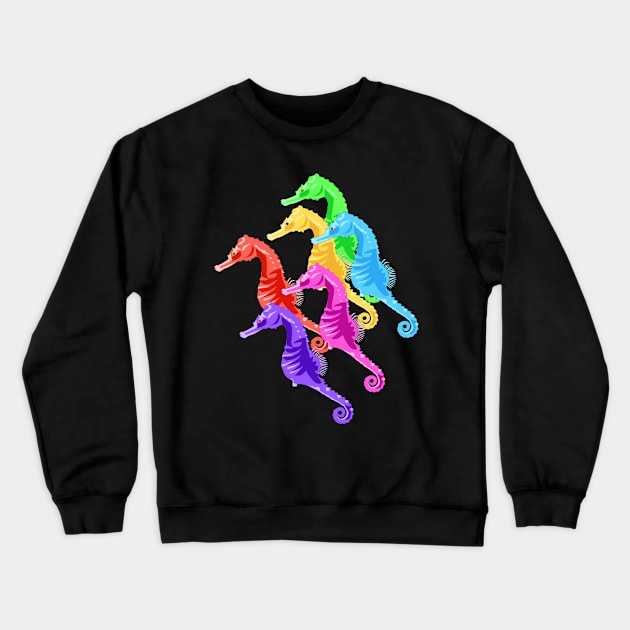 Sea Horses Parade Crewneck Sweatshirt by denip